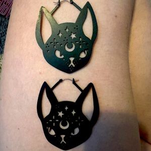 Gothic cat earrings